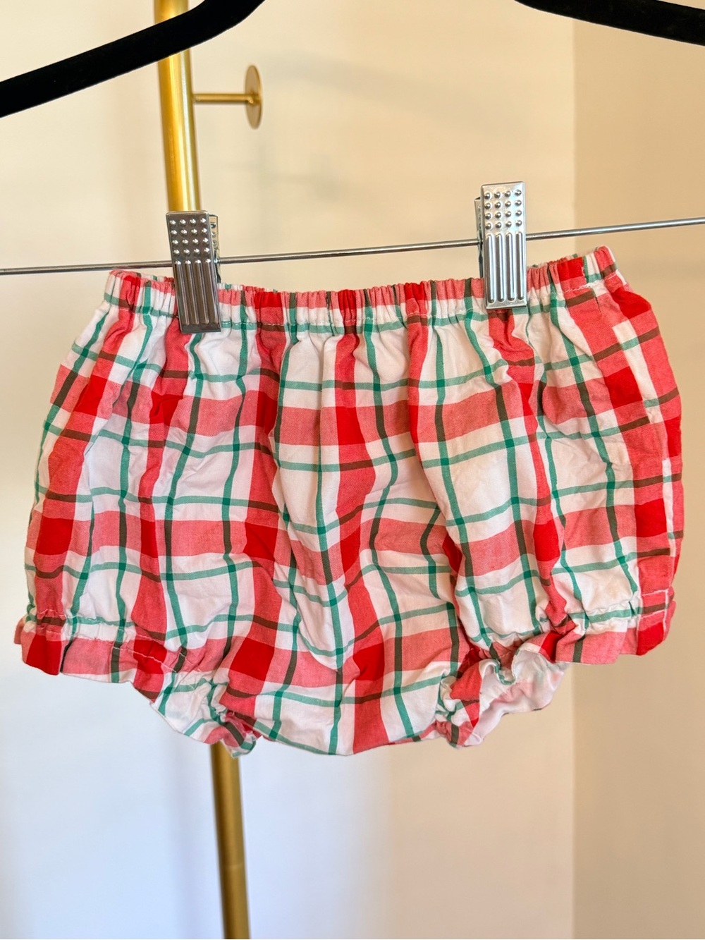 Cecil and Lou Toddler Christmas Plaid Bloomers in Red & Green 3T